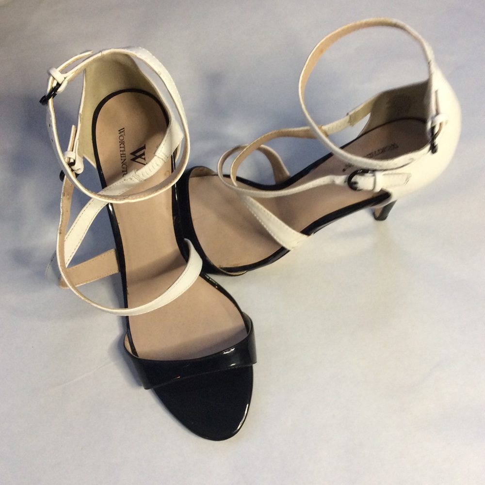 Worthington Black & White open toe heels